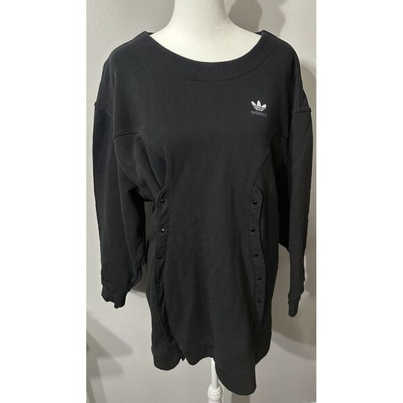 Adidas Dress Womens‎ Small Black Side Snap Up Sweatshirt Athleisure - Picture 3 of 11